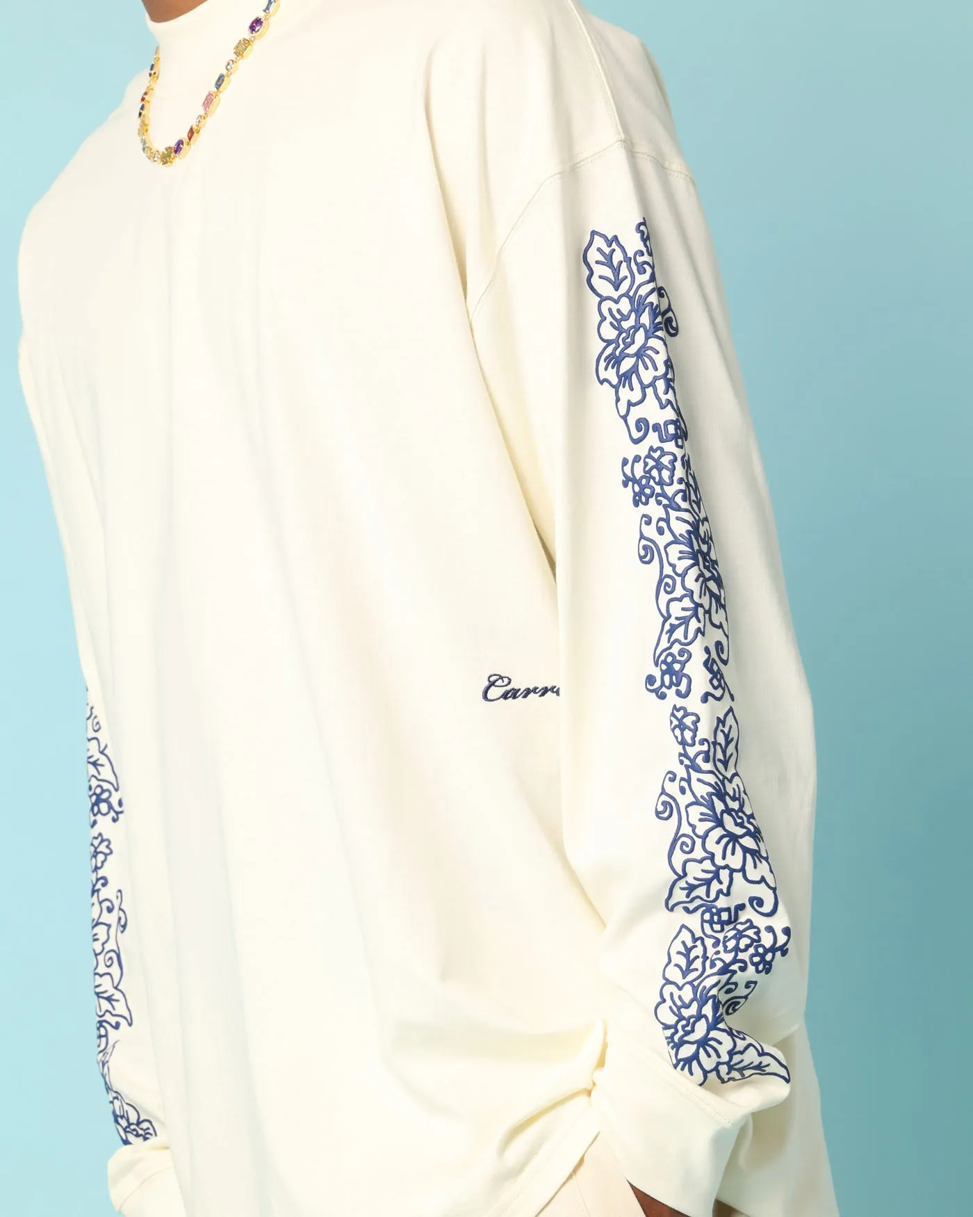 Carré Botanical Oversized Long Sleeve T-Shirt Off White